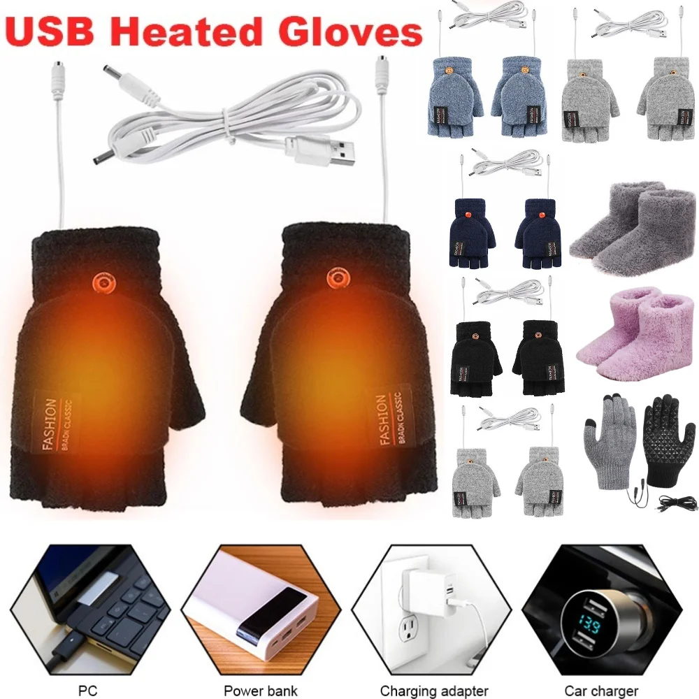 Knit Glove Touch Screen - Gants chauffants électriques USB pour l'hiver