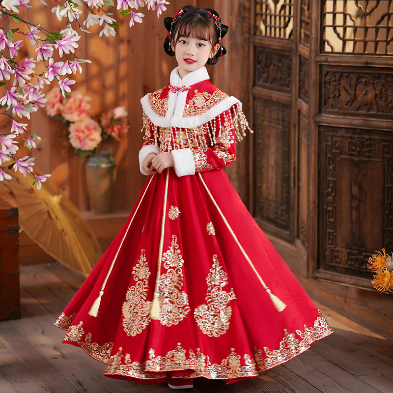Winter Clothing Kids - Robe de nouvel an chinois rouge